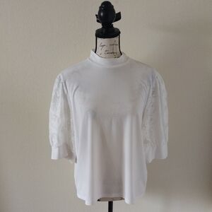 Elegant White Lace Sleeve Women's Top